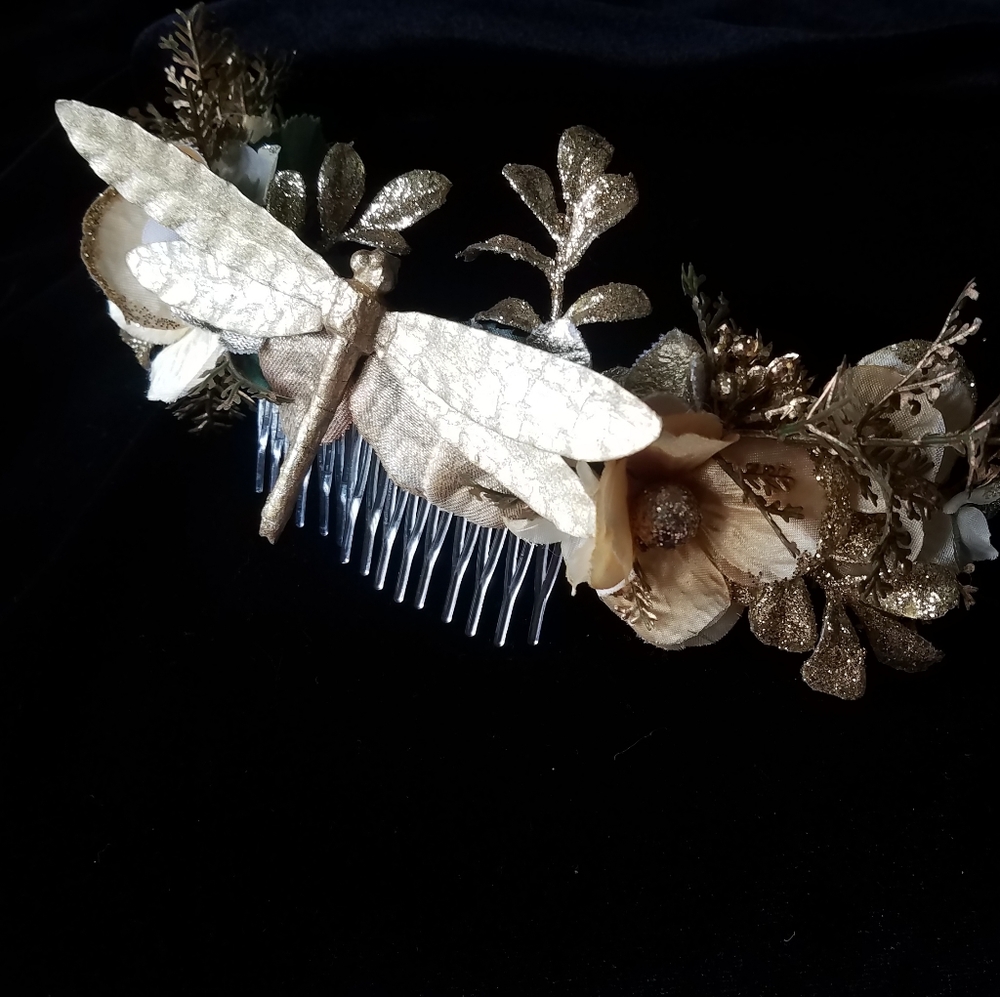 Golden Dragonfly Flower Crown - Picture 4 of 14